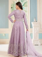 Light Lilac Butterfly Net Designer Anarkali Salwar Kameez